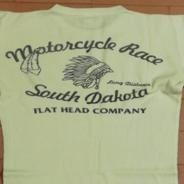 THE FLAT HEAD(フラットヘッド)のフラットヘッド サーマル 38　motorcycle race イエロー メンズのトップス(Tシャツ/カットソー(七分/長袖))の商品写真