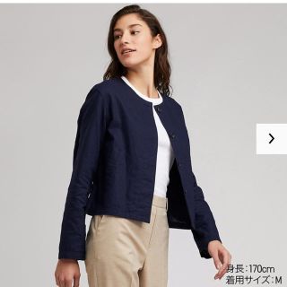 ユニクロ(UNIQLO)のま湯様専用☆ 新品タグなし☆ユニクロリネンブレンドノーカラージャケットXS(ノーカラージャケット)