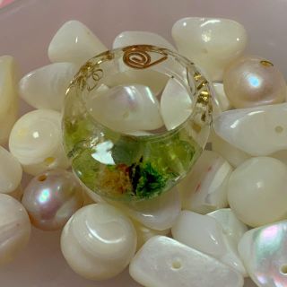 現品♢﻿Green★Ring☆Orgonite♩¨̮⑅*(リング)