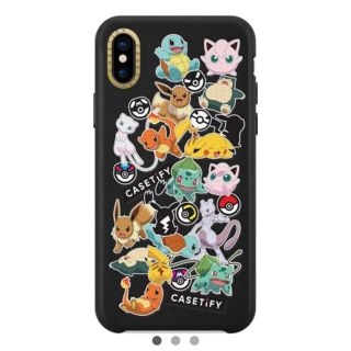 ポケモン(ポケモン)のiphone XS case ブラック スマホケース ポケモン pokemon(iPhoneケース)