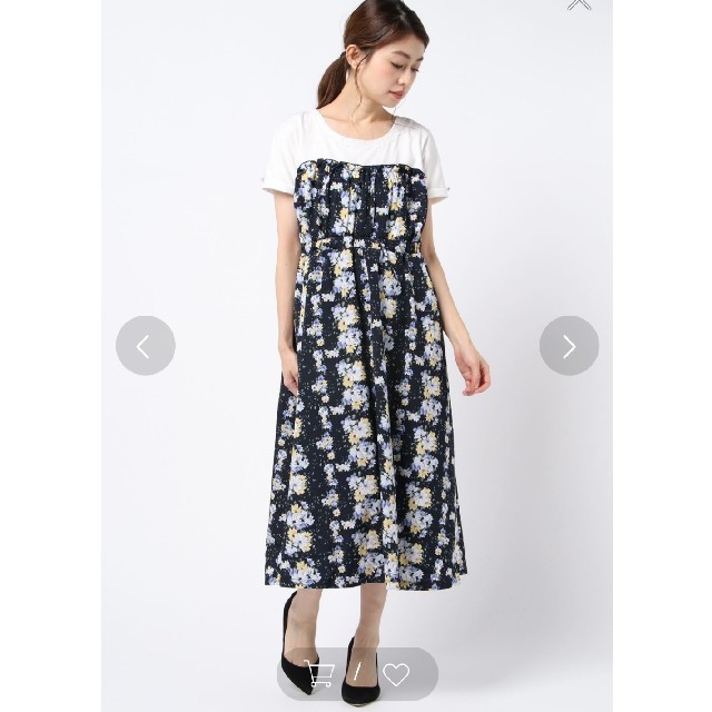 axes femme(アクシーズファム)の夏服 axes 花柄ドッキングワンピース レディースのワンピース(ひざ丈ワンピース)の商品写真