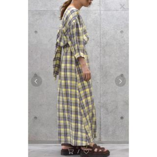 ダブルクローゼット(w closet)のSAKURA様専用　　　【新品】w closet  麻レーヨンチェックワンピース(ロングワンピース/マキシワンピース)