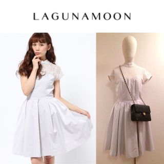 ラグナムーン(LagunaMoon)の【LAGUNAMOON】♡ ボトルネックレースボリュームワンピース(ひざ丈ワンピース)