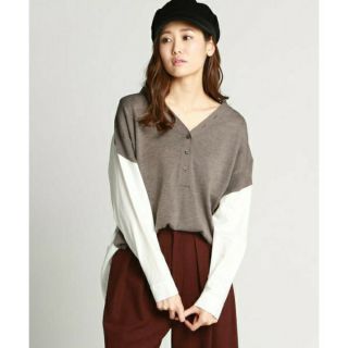 メイソングレイ(MAYSON GREY)の【お値下げ】メイソングレイ 抜け衿ドルマンドッキングニット(シャツ/ブラウス(長袖/七分))