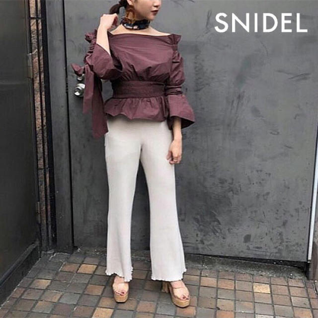 snidel リブニットパンツ ブラック