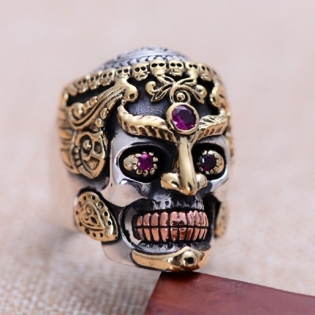 値引き　スカル　指輪　パンク　メキシカンリング メンズのアクセサリー(リング(指輪))の商品写真