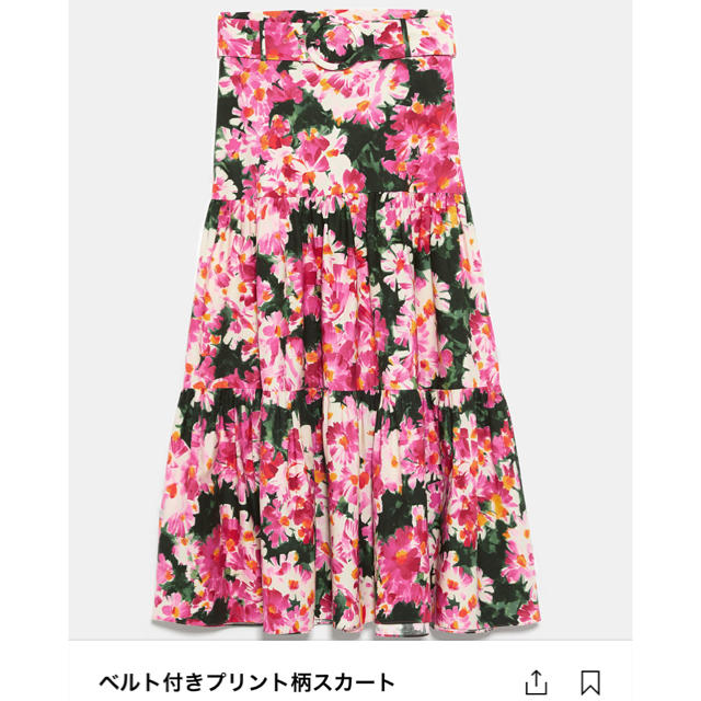 ベルト付き花柄スカート 1