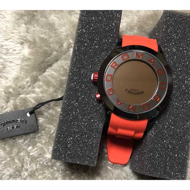 【絶品】Romago レッド ブラック 腕時計 赤メンズ レディース パネル