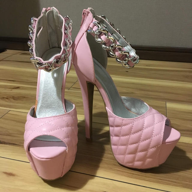 baby pink♡キルティングオープントゥハイヒール レディースの靴/シューズ(ハイヒール/パンプス)の商品写真