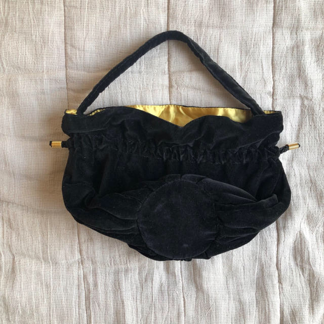 Santa Monica(サンタモニカ)のsatomiさま専用ページ nude vintage  ブラック ベロア 巾着 レディースのバッグ(ハンドバッグ)の商品写真