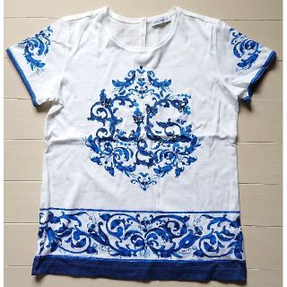 ドルチェアンドガッバーナ(DOLCE&GABBANA)のドルチェ＆ガッバーナ◆Tシャツ 白 ビーズ 9/10 132~143cm◆新品(Tシャツ/カットソー)