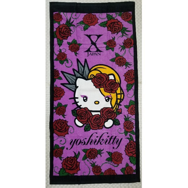 サンリオ(サンリオ)のヨシキティ　XJAPAN YOSHIKI×KITTY　 バスタオル　【新品】 インテリア/住まい/日用品の日用品/生活雑貨/旅行(タオル/バス用品)の商品写真