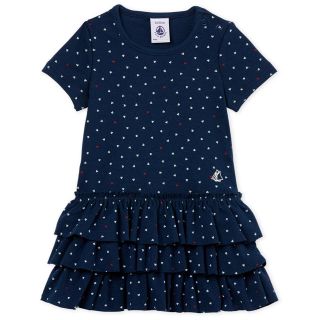 プチバトー(PETIT BATEAU)の新品 プチバトー ハートプリントフリルワンピース 18m 24m(ワンピース)