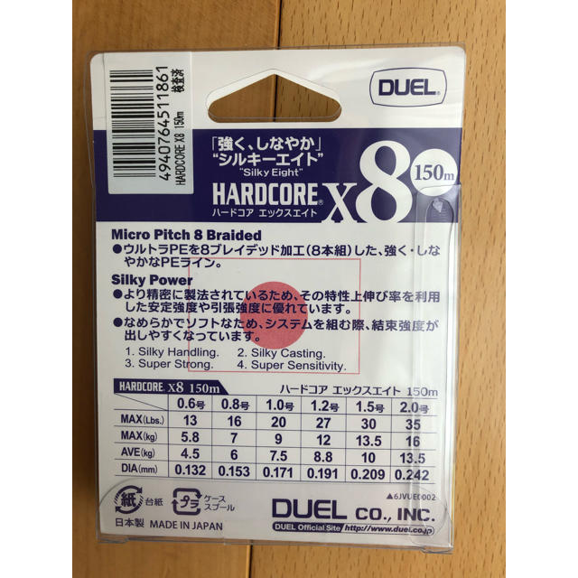 【新品未開封】DUEL ハードコア X8  1.0号 MAX9ｋｇ 150m スポーツ/アウトドアのフィッシング(釣り糸/ライン)の商品写真