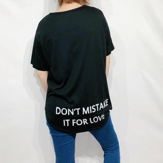 韓国デザイン オーバーサイズTシャツ 文字プリント ブラック(Tシャツ(半袖/袖なし))