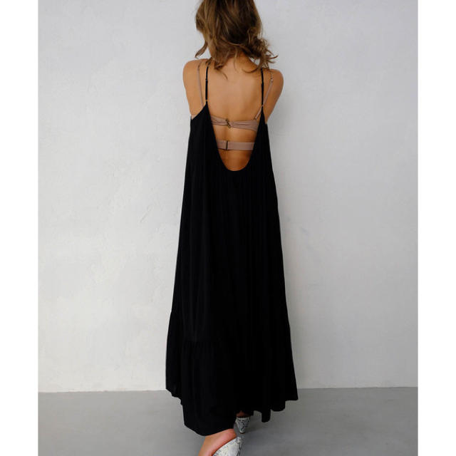 Gathered Summer Maxi Dress Black