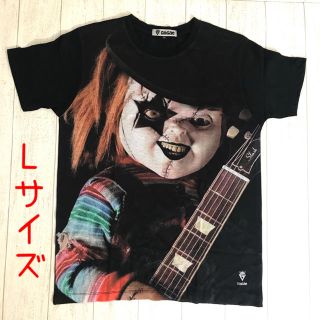 チャッキー チャイルドプレイ ピエロ ホラー映画 半袖 黒Tシャツ Lサイズ(Tシャツ/カットソー(半袖/袖なし))