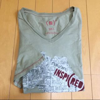 ギャップ(GAP)のgap カーキ Tシャツ Vネック Lサイズ(Tシャツ(半袖/袖なし))