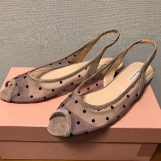 ファビオルスコーニ(FABIO RUSCONI)の☆ぷらすわん様専用☆ドット柄メッシュ オープントゥパンプス size39(サンダル)