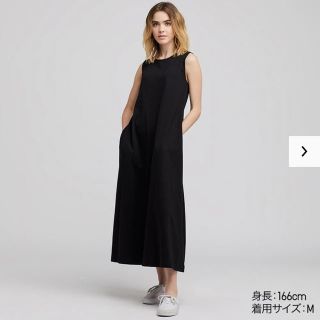 ユニクロ(UNIQLO)のマーセライズコットンAラインロングワンピース 黒(ロングワンピース/マキシワンピース)