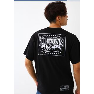 ロデオクラウンズワイドボウル(RODEO CROWNS WIDE BOWL)のブラックMサイズ メンズカラーパッチTシャツ (Tシャツ/カットソー(半袖/袖なし))