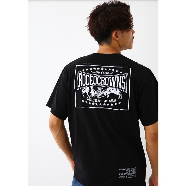 RODEO CROWNS WIDE BOWL(ロデオクラウンズワイドボウル)のブラックLサイズ メンズカラーパッチTシャツ メンズのトップス(Tシャツ/カットソー(半袖/袖なし))の商品写真