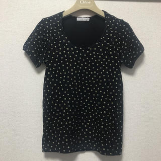 ツモリチサト(TSUMORI CHISATO)のツモリチサト カットソー Tシャツ Cats 半袖 ブラック ゴールド ネコ(Tシャツ(半袖/袖なし))