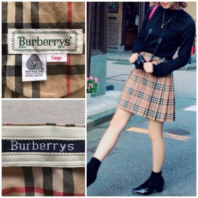 BURBERRY(バーバリー)の希少 オールドバーバリー アシンメトリープリーツ ノバチェックスカート L レディースのスカート(ひざ丈スカート)の商品写真