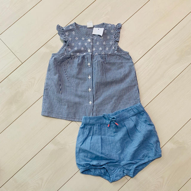 H&M(エイチアンドエム)の新品♡肩フリル セットアップ キッズ/ベビー/マタニティのキッズ服女の子用(90cm~)(Tシャツ/カットソー)の商品写真