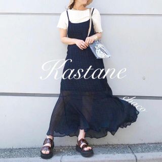 カスタネ(Kastane)の新作🍋¥7452【Kastane】シアープリーツキャミワンピ(ロングワンピース/マキシワンピース)