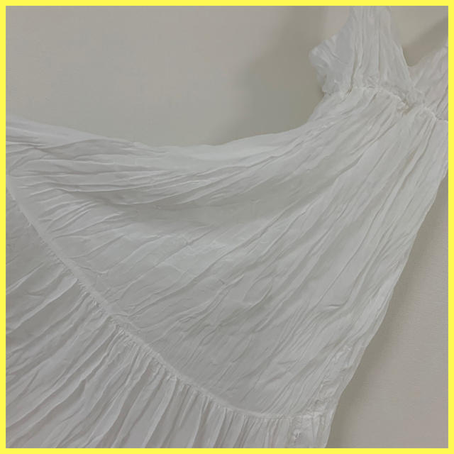 【新品】レトロ 韓国ファッション ホワイト キャミ ワンピース レディースのワンピース(ロングワンピース/マキシワンピース)の商品写真