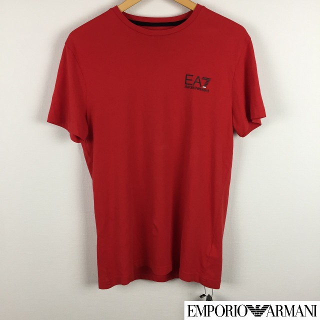 Emporio Armani(エンポリオアルマーニ)の新品 エンポリオアルマーニ 半袖Tシャツ レッド サイズM タグ付未使用品 メンズのトップス(Tシャツ/カットソー(半袖/袖なし))の商品写真