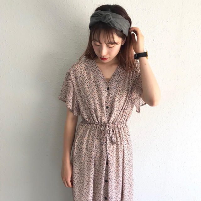花柄シフォンワンピース カスタネ 新品タグ付き 1