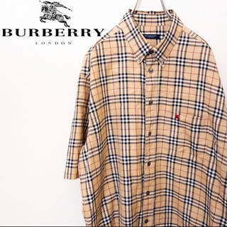 バーバリー(BURBERRY)のフォロー割 バーバリーロンドン ノバチェックシャツ 半袖 ビッグサイズ 刺繍(シャツ)