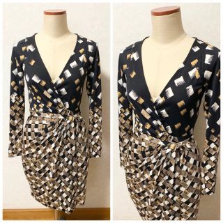 ダイアンフォンファステンバーグ(DIANE von FURSTENBERG)の新品 ダイアンフォンファステンバーグ チェック柄 ラップワンピース(ひざ丈ワンピース)