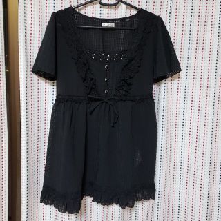 アクシーズファム(axes femme)の(最終値下げ)axes  femme★黒のフリル★チュニック★美品(チュニック)