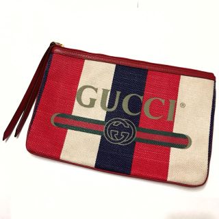 グッチ(Gucci)のGUCCI シルヴィ ストライプ クラッチバッグ(クラッチバッグ)