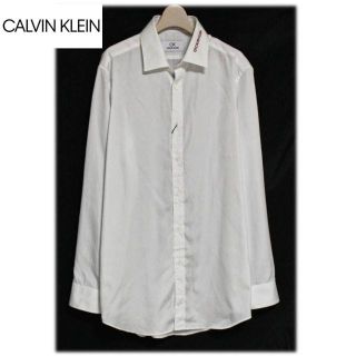 カルバンクライン(Calvin Klein)の《カルバンクライン》新品 襟ロゴ入り ドレスシャツ 衿回り41 Lサイズ(シャツ)