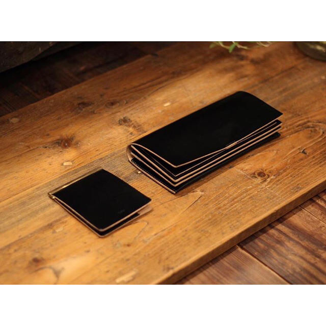 NATURAL LEATHER LONG WALLET (Black) Aeta