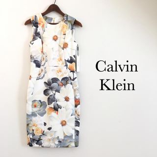 カルバンクライン(Calvin Klein)の花柄 ワンピース カルバンクライン 新品(ひざ丈ワンピース)