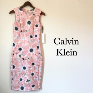 カルバンクライン(Calvin Klein)の新品 花柄 カルバンクライン ワンピース 結婚式 パーティー(ひざ丈ワンピース)