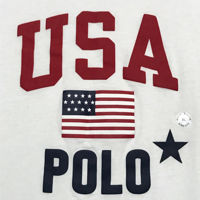 POLO RALPH LAUREN(ポロラルフローレン)のまっくさん専用 XL相当 レア ♪ ラルフローレン 星条旗 Tシャツ 白 メンズのトップス(シャツ)の商品写真