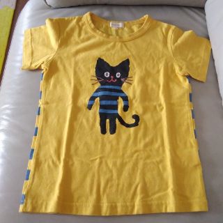 ハッシュアッシュ(HusHush)の美品☆ワールド　ハッシュアッシュ　ねこ　ボーダーTシャツ　イエロー　120(Tシャツ/カットソー)