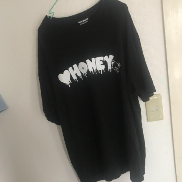 honey   cinnamon  ユニセックスくま BIG Tシャツ ブラック