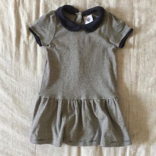 プチバトー(PETIT BATEAU)のネイビーミラレ ボーダー 丸襟ワンピース(ワンピース)