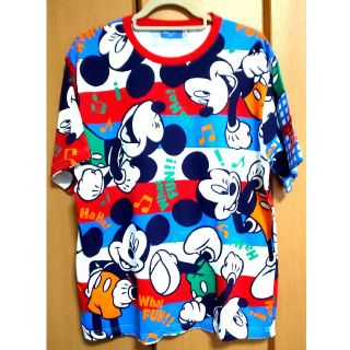 ディズニー(Disney)のミッキーボーダーTシャツ(サイズLL)(Tシャツ(半袖/袖なし))