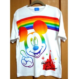 ディズニー(Disney)のミッキーレインボーTシャツ(サイズLL)(Tシャツ(半袖/袖なし))