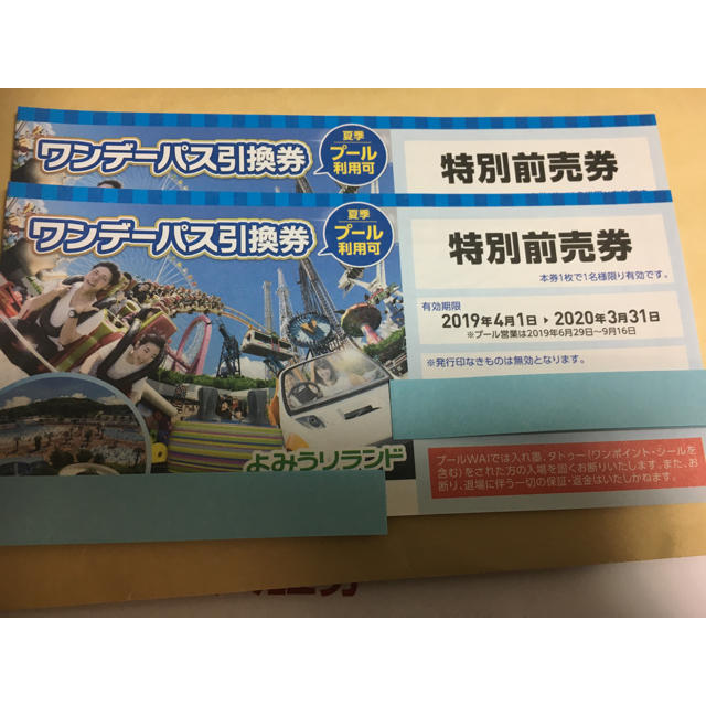 よみうりランド フリーパス ワンデーパス2枚 プール使用可 送料込