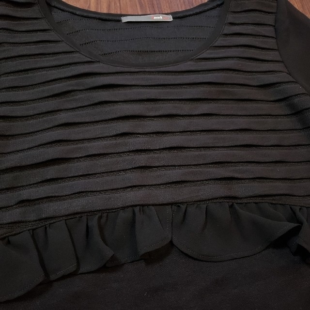 Smork(スモーク)の美品♡スモークランゲージ F シフォン ブラック ボーダー トップス レディースのトップス(Tシャツ(長袖/七分))の商品写真