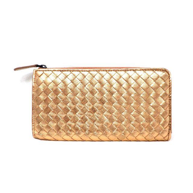 BOTTEGA VENETA - ボッテガ・ヴェネタ　イントレチャート　L字ファスナー長財布　ピンクゴールド